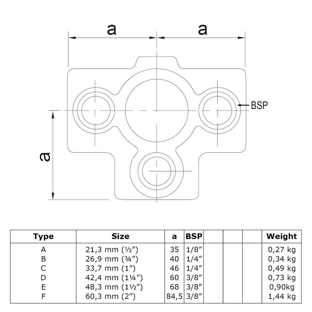 Buiskoppeling T-Stuk met zij-uitgang-C / 33,7 mm